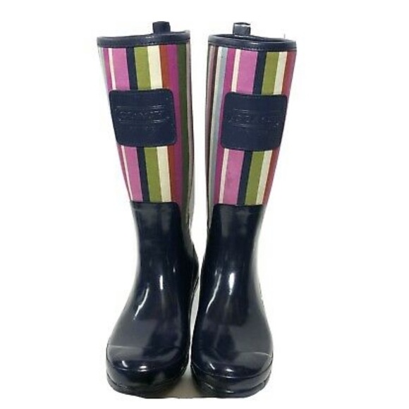 Coach striped rain boots, SZ 8